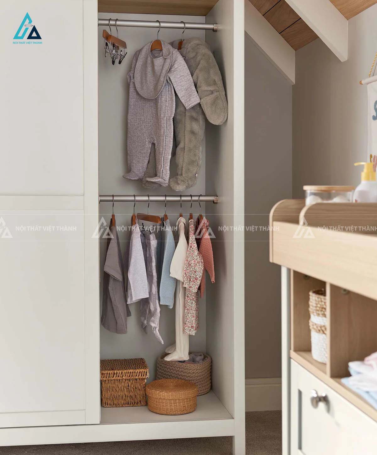Tủ Quần Áo Trẻ Em Thiết Kế Kệ Hở Và Ngăn Kéo Đa Năng Tiện Dụng 1
