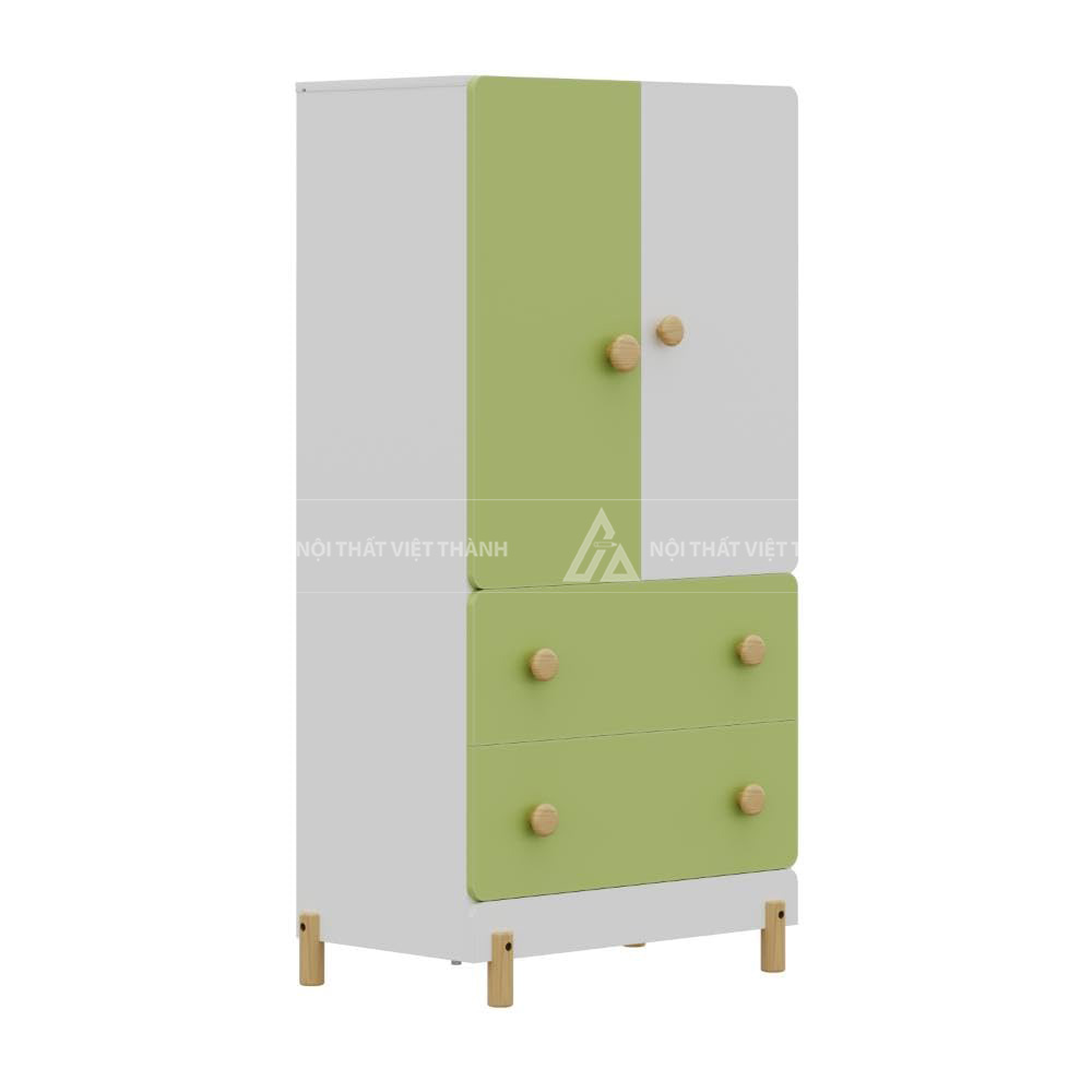 Tủ Quần Áo Trẻ Em Màu Xanh Cốm Hiện Đại Tích Hợp Kệ Hở Đa Năng Và Ngăn Kéo Rộng Rãi 5