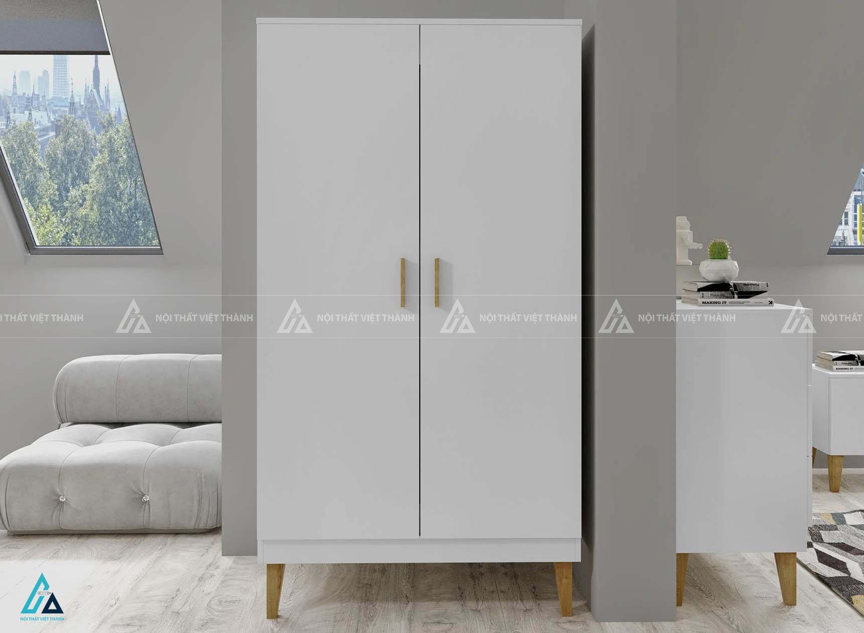 Tủ Quần Áo Trẻ Em Thiết Kế 2 Cánh Mở Tích Hợp Khoang Treo Và Hệ Kệ Chia Tầng Thông Minh