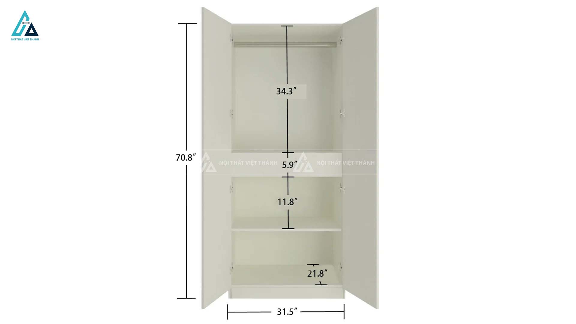 Tủ Quần Áo Trẻ Em 2 Cánh Thiết Kế Hiện Đại Với Tay Nắm Hình Khối Ngộ Nghĩnh 1