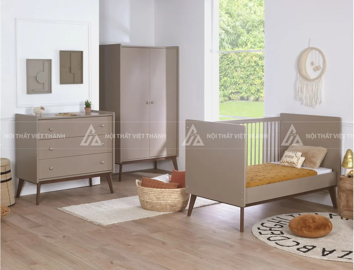 Tủ Quần Áo Trẻ Em Gỗ Hiện Đại Thiết Kế Đa Năng Với Ngăn Treo Đôi Và Kệ Trang Trí Tiện Lợi 4