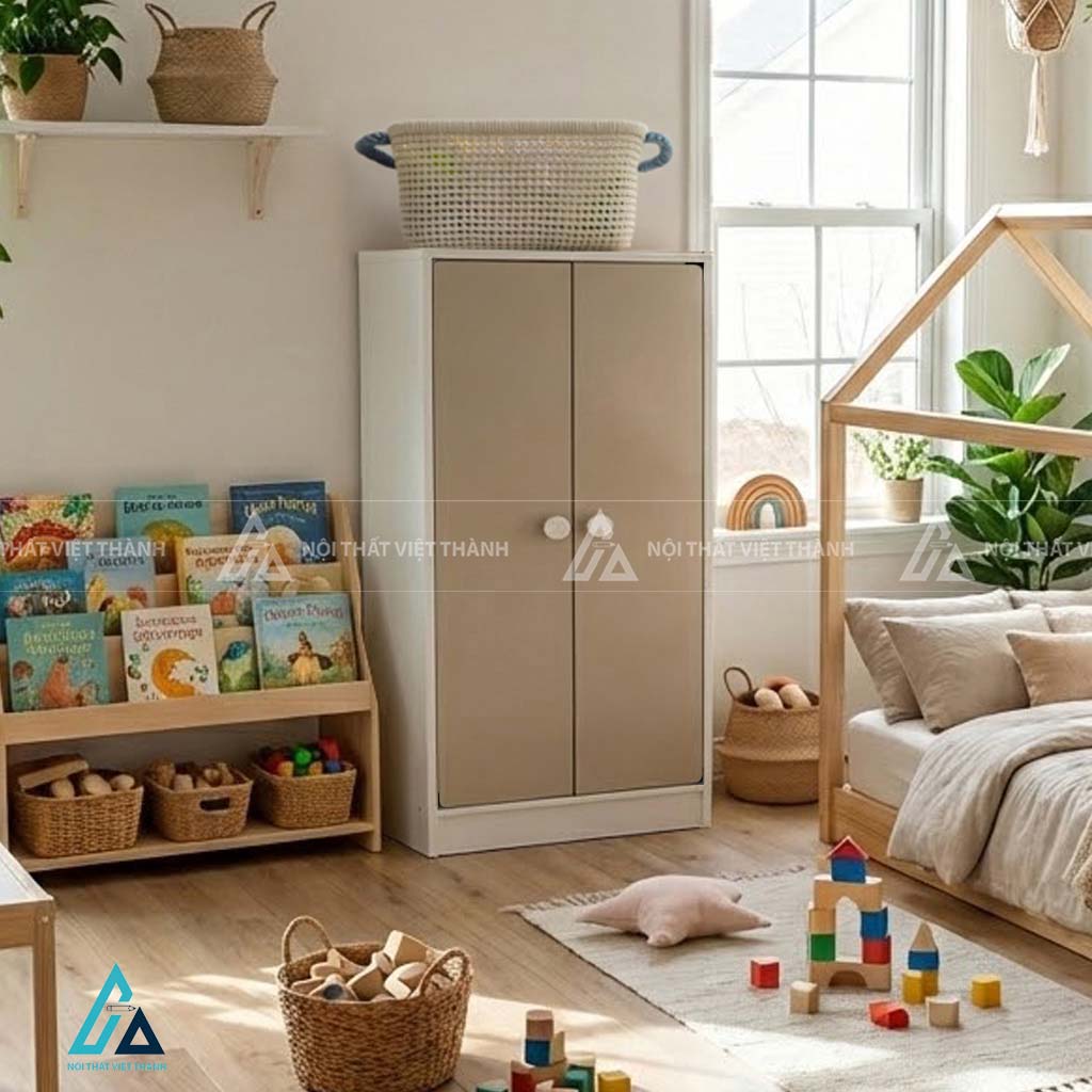 Tủ Quần Áo Trẻ Em Thiết Kế 2 Cánh Đơn Giản Tiện Nghi 1