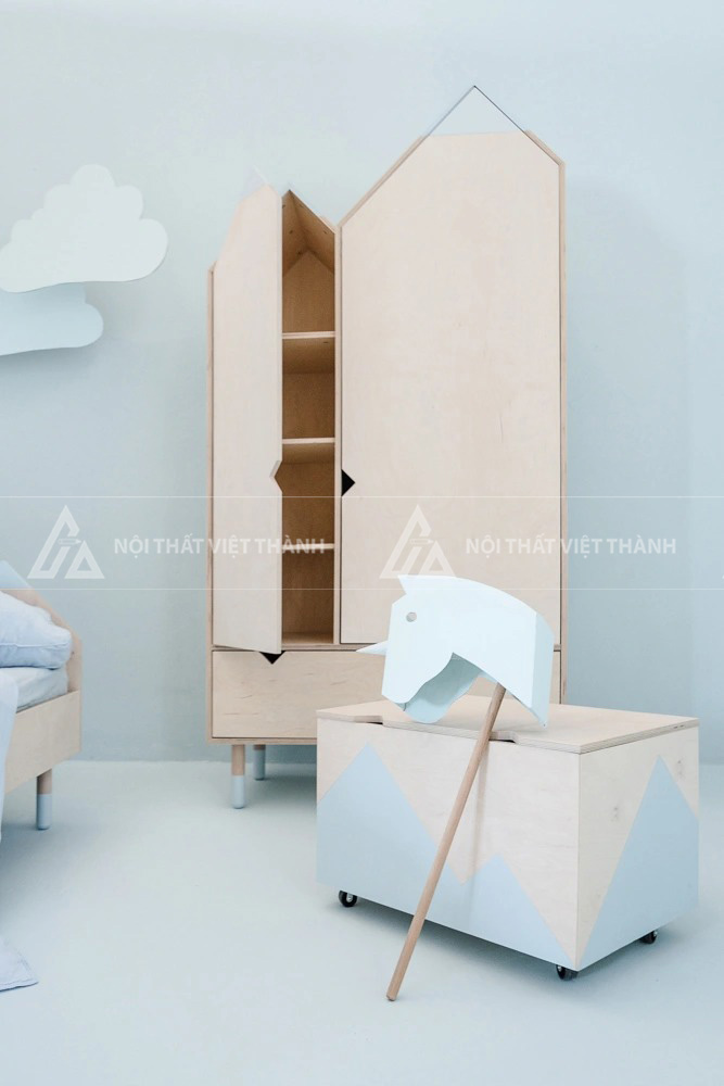 Tủ Quần Áo Trẻ Em Hình Ngôi Nhà Thiết Kế Mái Đôi Sáng Tạo Với Hệ Ngăn Kéo Và Kệ Chia Tầng Tiện Lợi 7