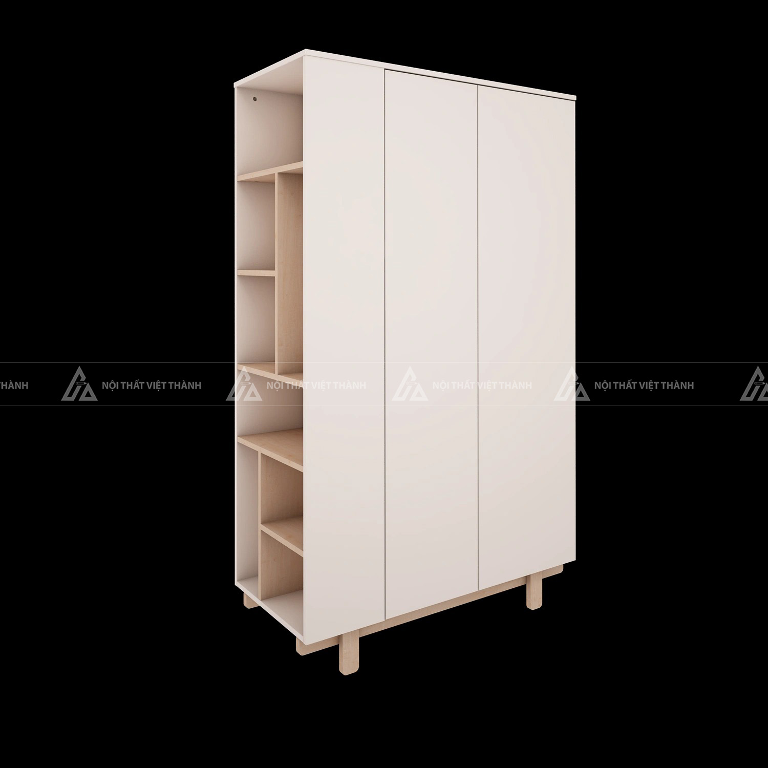 Tủ Quần Áo Trẻ Em Màu Trắng Thiết Kế 3 Cánh Tối Giản Với Hệ Thống Ngăn Kệ Lưu Trữ Đa Năng Cho Bé 6