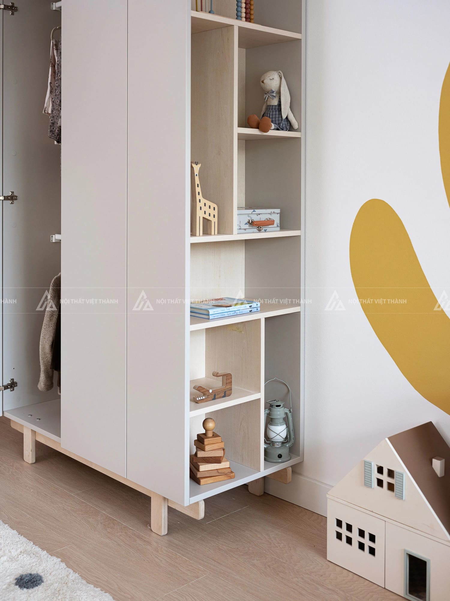 Tủ Quần Áo Trẻ Em Thiết Kế Ngăn Treo Đôi Tối Ưu Diện Tích Và Hệ Kệ Chia Tầng Thông Minh 7