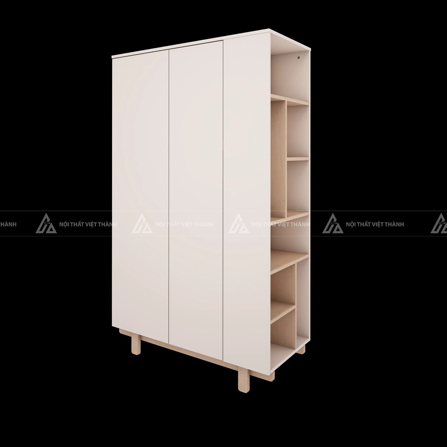 Tủ Quần Áo Trẻ Em Màu Trắng Thiết Kế 3 Cánh Tối Giản Với Hệ Thống Ngăn Kệ Lưu Trữ Đa Năng Cho Bé 7