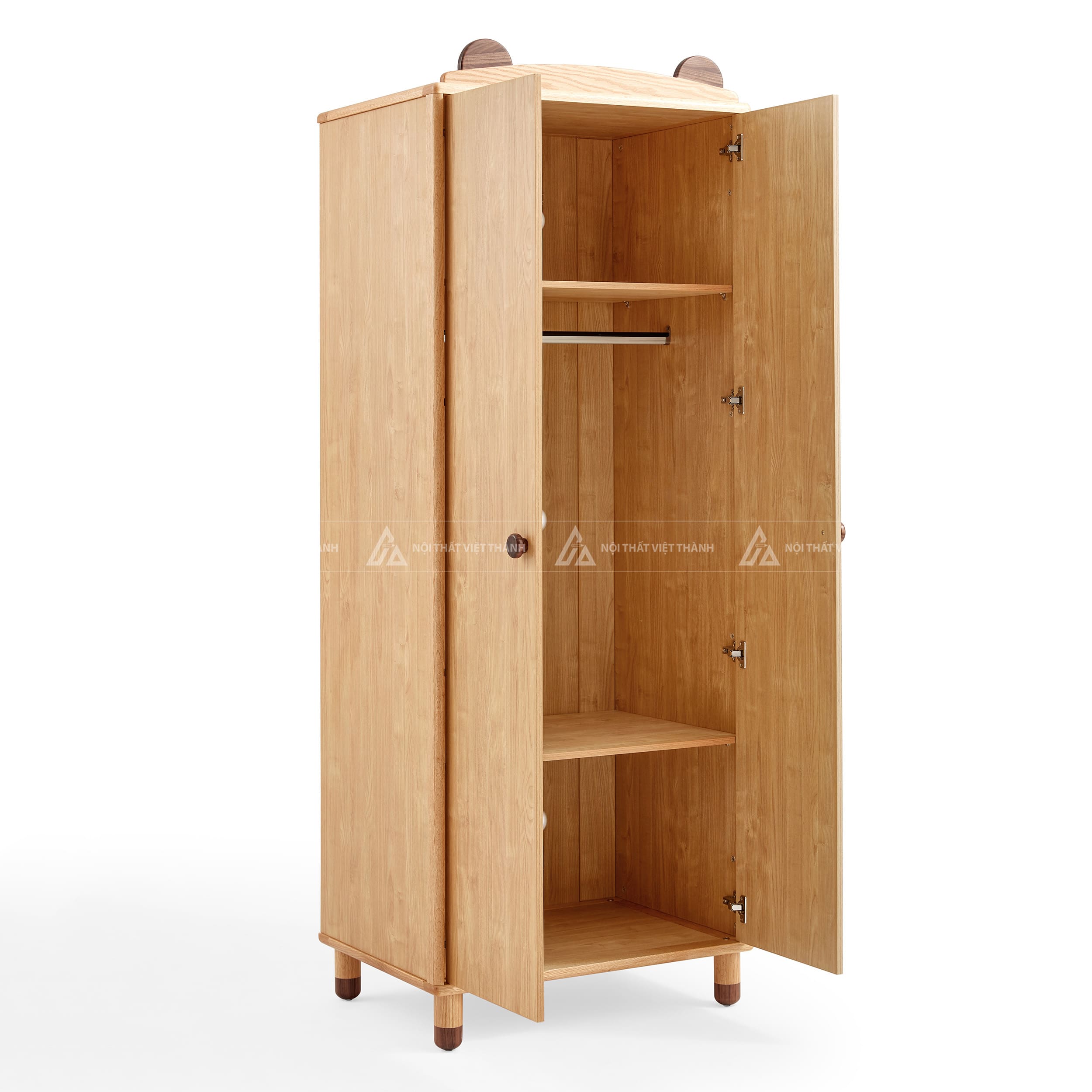 Tủ Quần Áo Trẻ Em Gỗ Sồi Tự Nhiên Thiết Kế Tai Gấu Ngộ Nghĩnh Cho Bé Trai Và Bé Gái 7