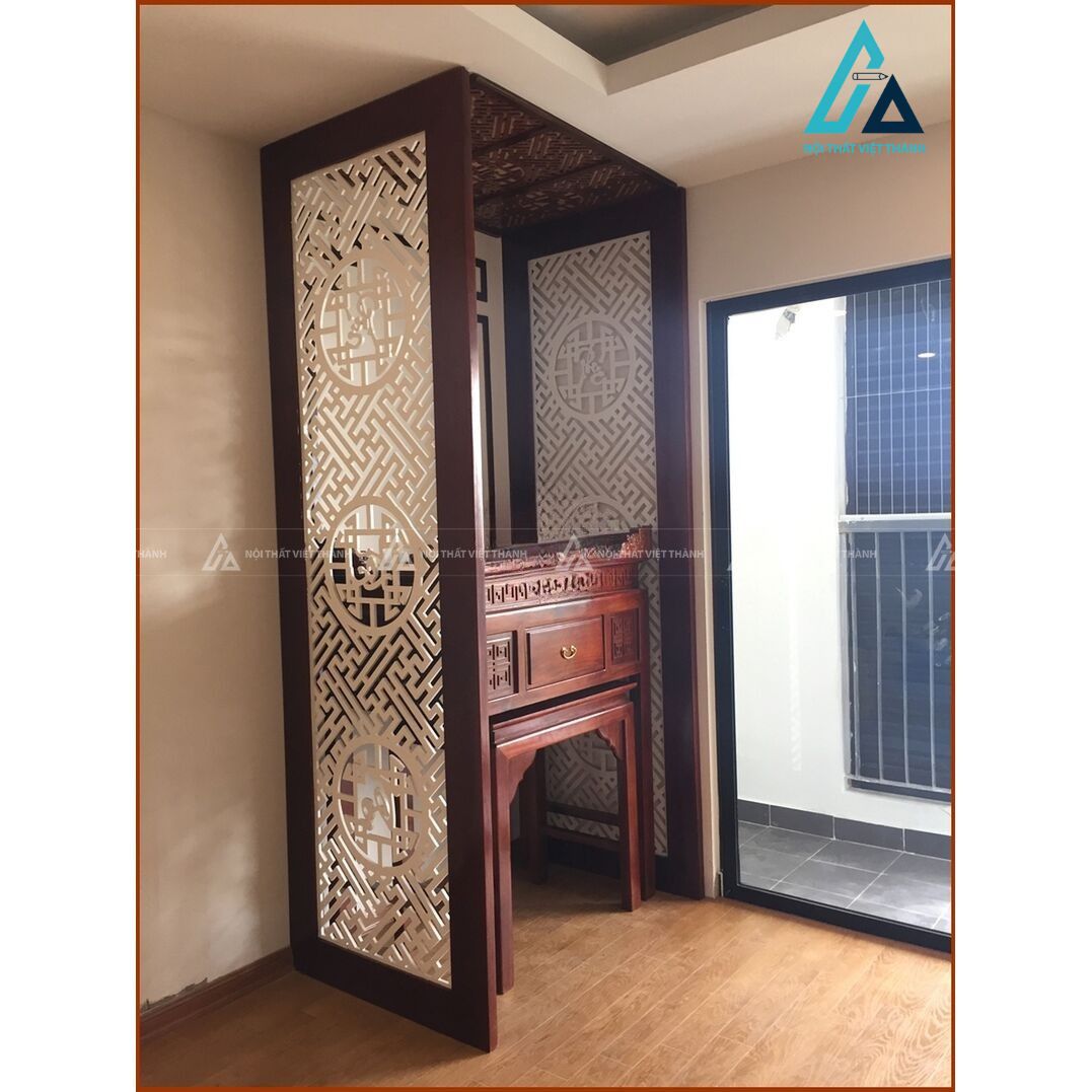 Vách ngăn phòng thờ tăng tính thẩm mỹ cho không gian