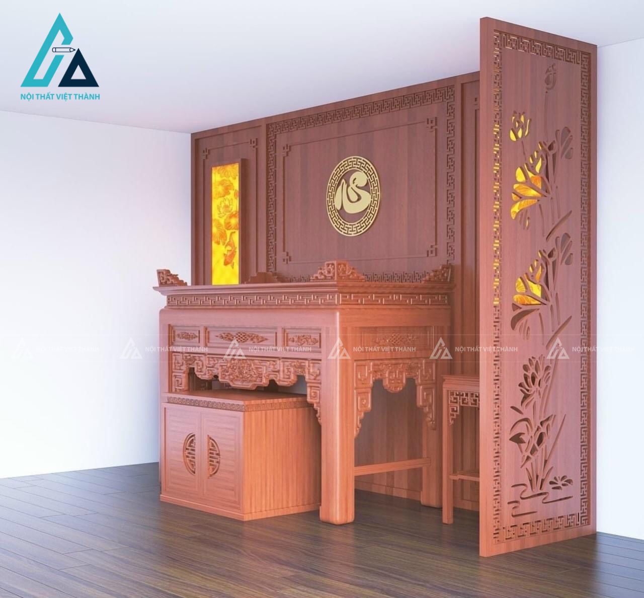 Vách ngăn phòng thờ truyền thống