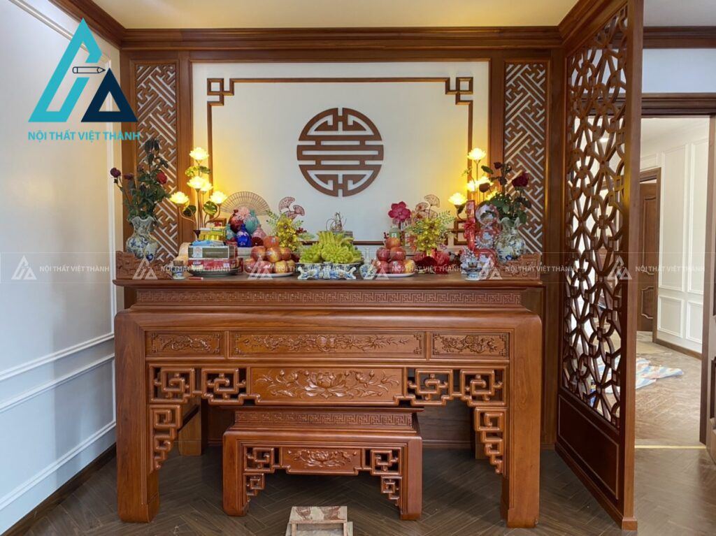 Vách ngăn phòng thờ cần được tính toán kỹ lưỡng 