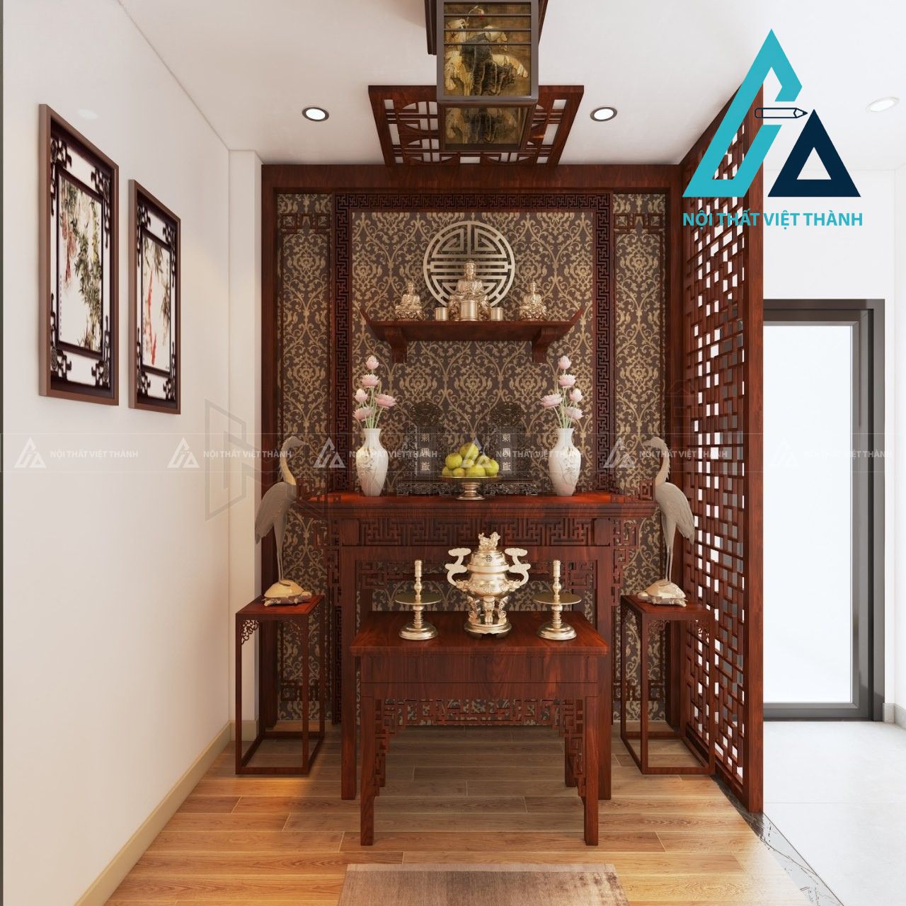 Giữ khu vực vách ngăn và bàn thờ luôn sạch sẽ