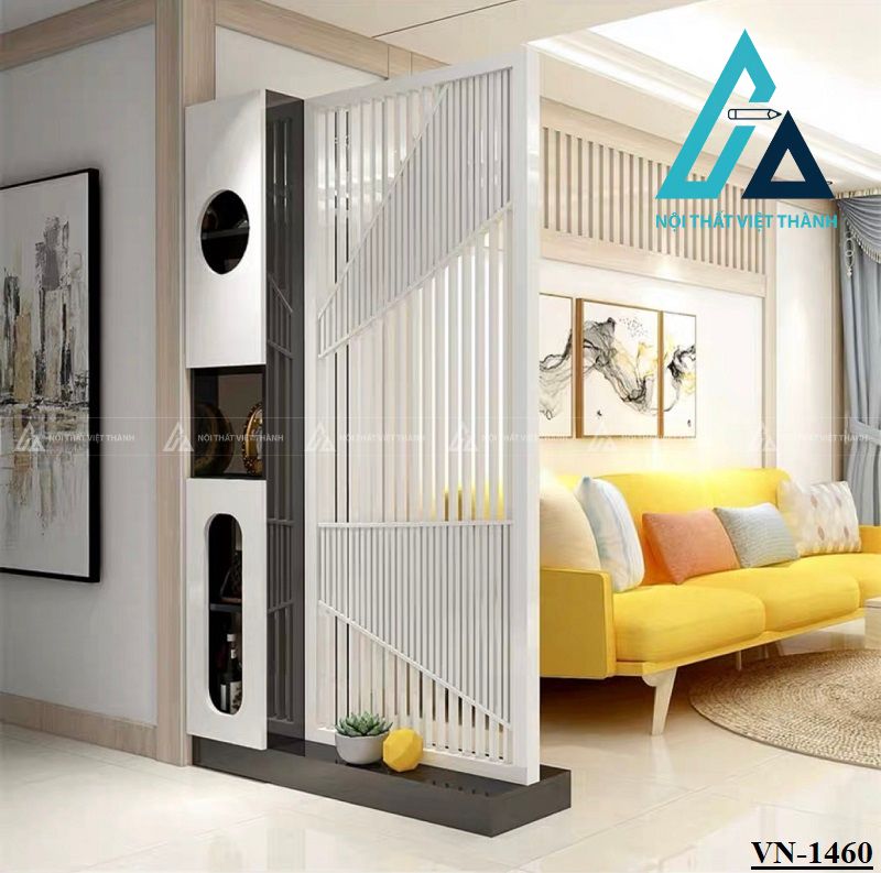 Vách ngăn trắng cho phòng khách