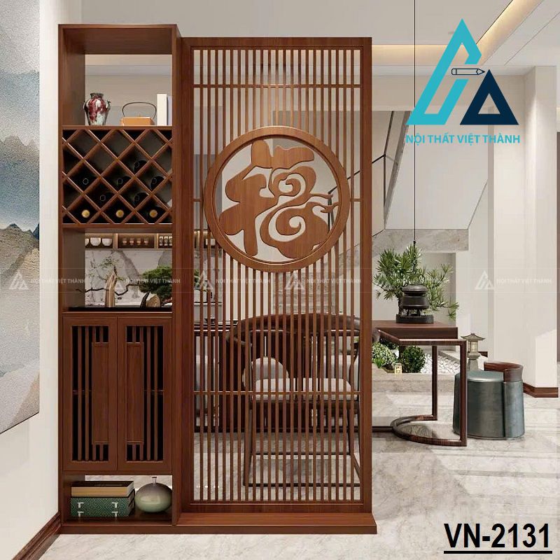Vách ngăn trang trí tích hợp tủ rượu