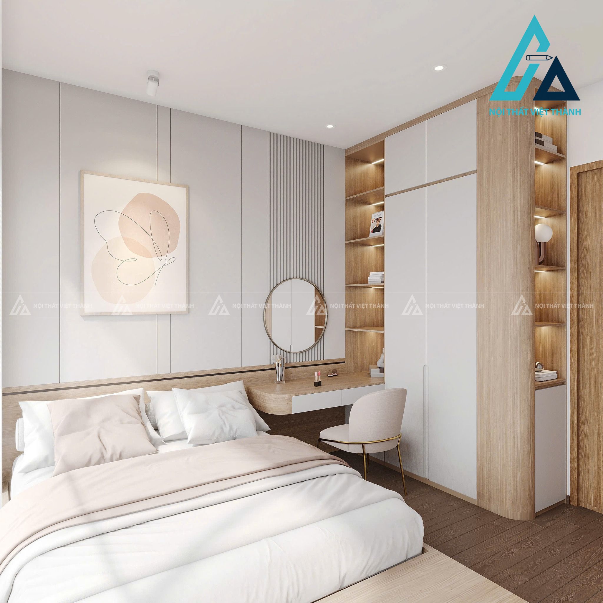 Phòng ngủ trắng tối giản nhưng không đơn điệu