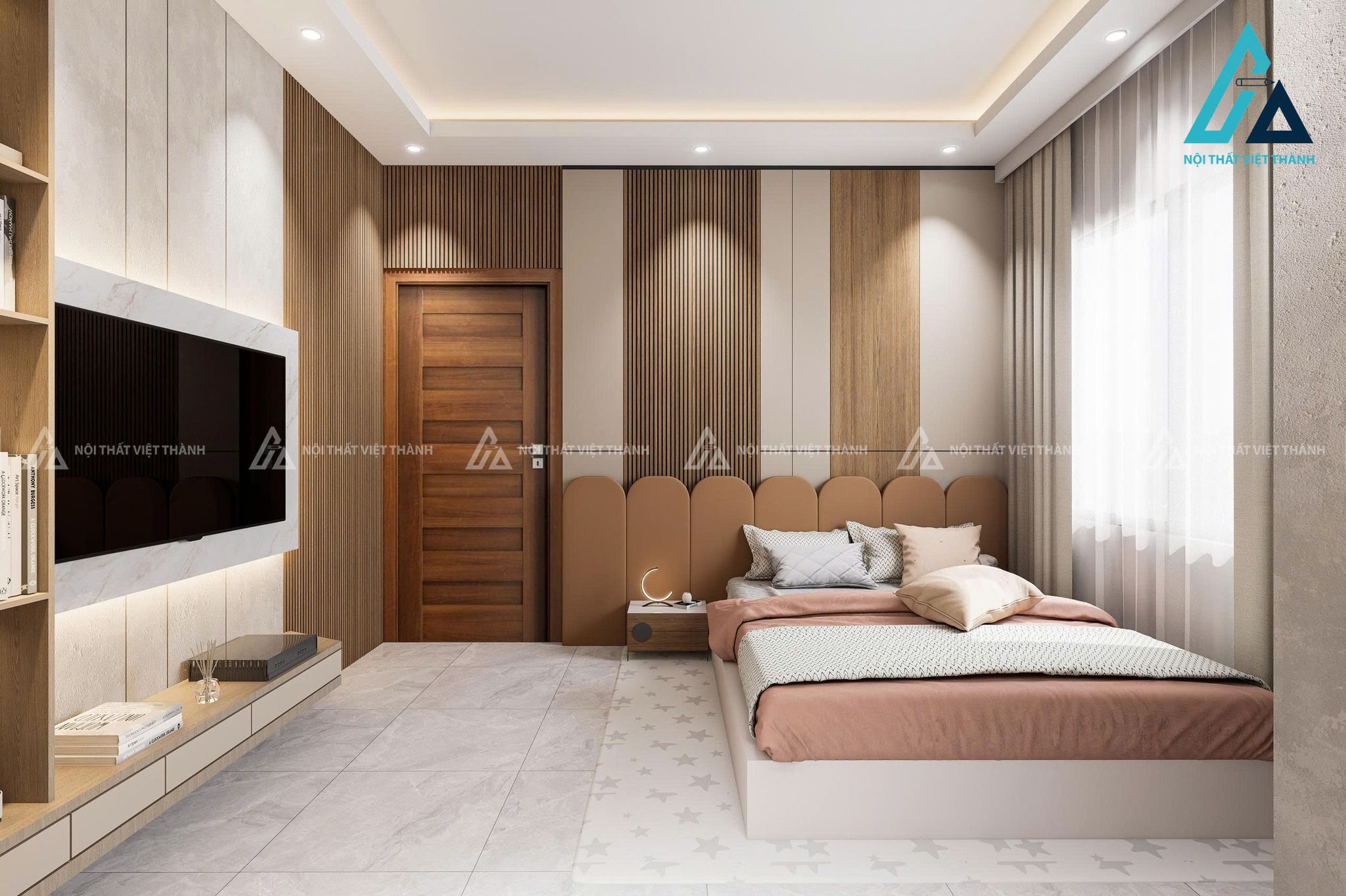 Phòng ngủ full nội thất tinh tế giữa nội thất và ánh sáng