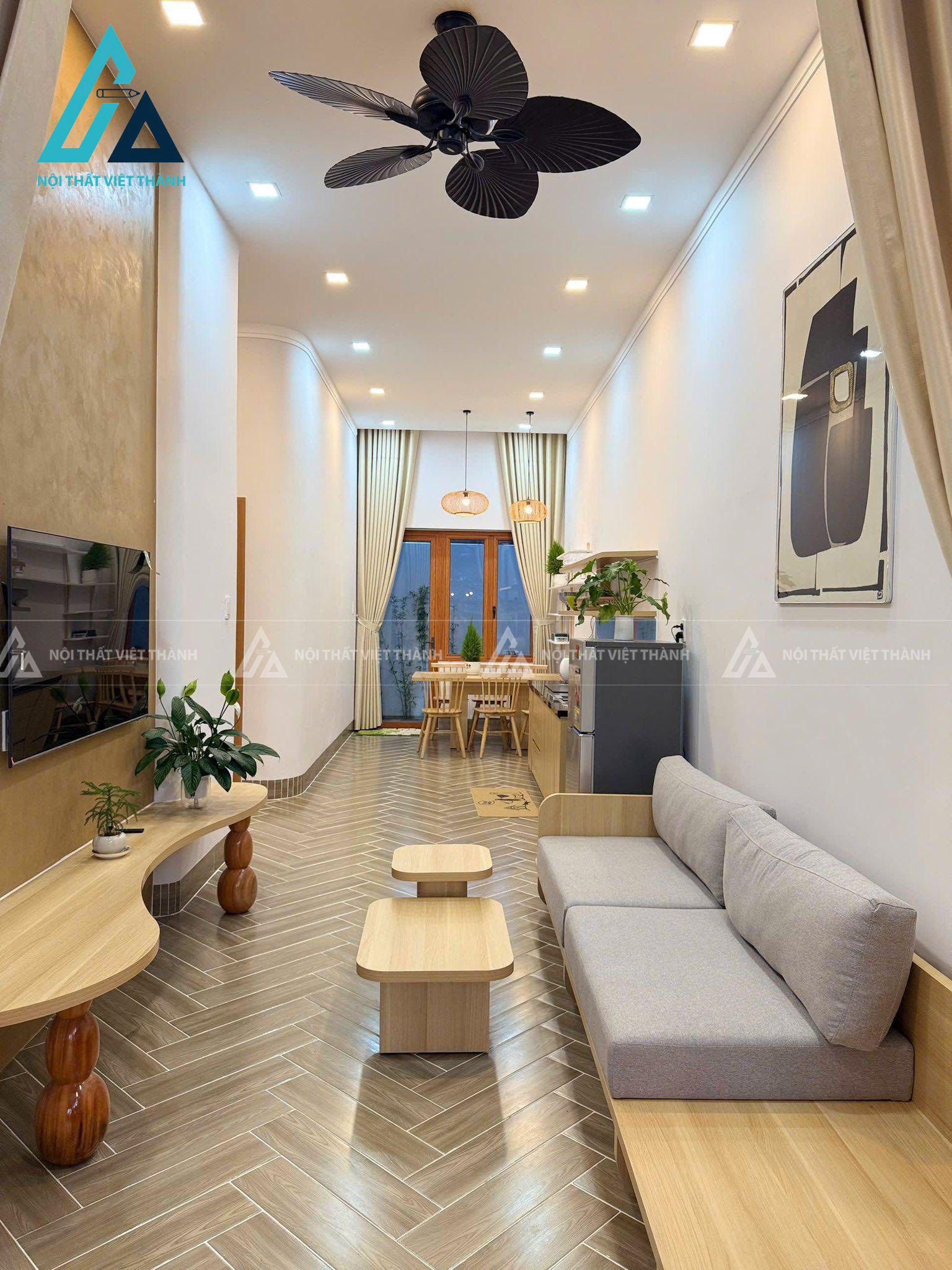 Mẫu thiết kế nội thất nhà phố màu vàng trắng nhẹ nhàng