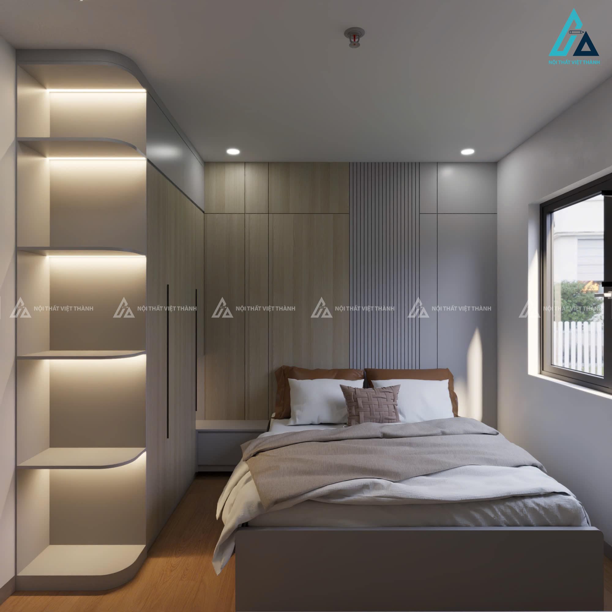 Mẫu thiết kế nội thất phòng ngủ kết hợp màu sắc đơn giản nhưng không hề nhàm chán