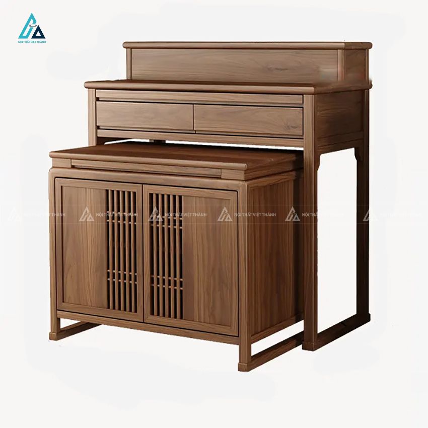 Tủ Thờ Nhị Cấp Gỗ Tự Nhiên Hiện Đại Tích Hợp Tủ Lọt Lòng 1
