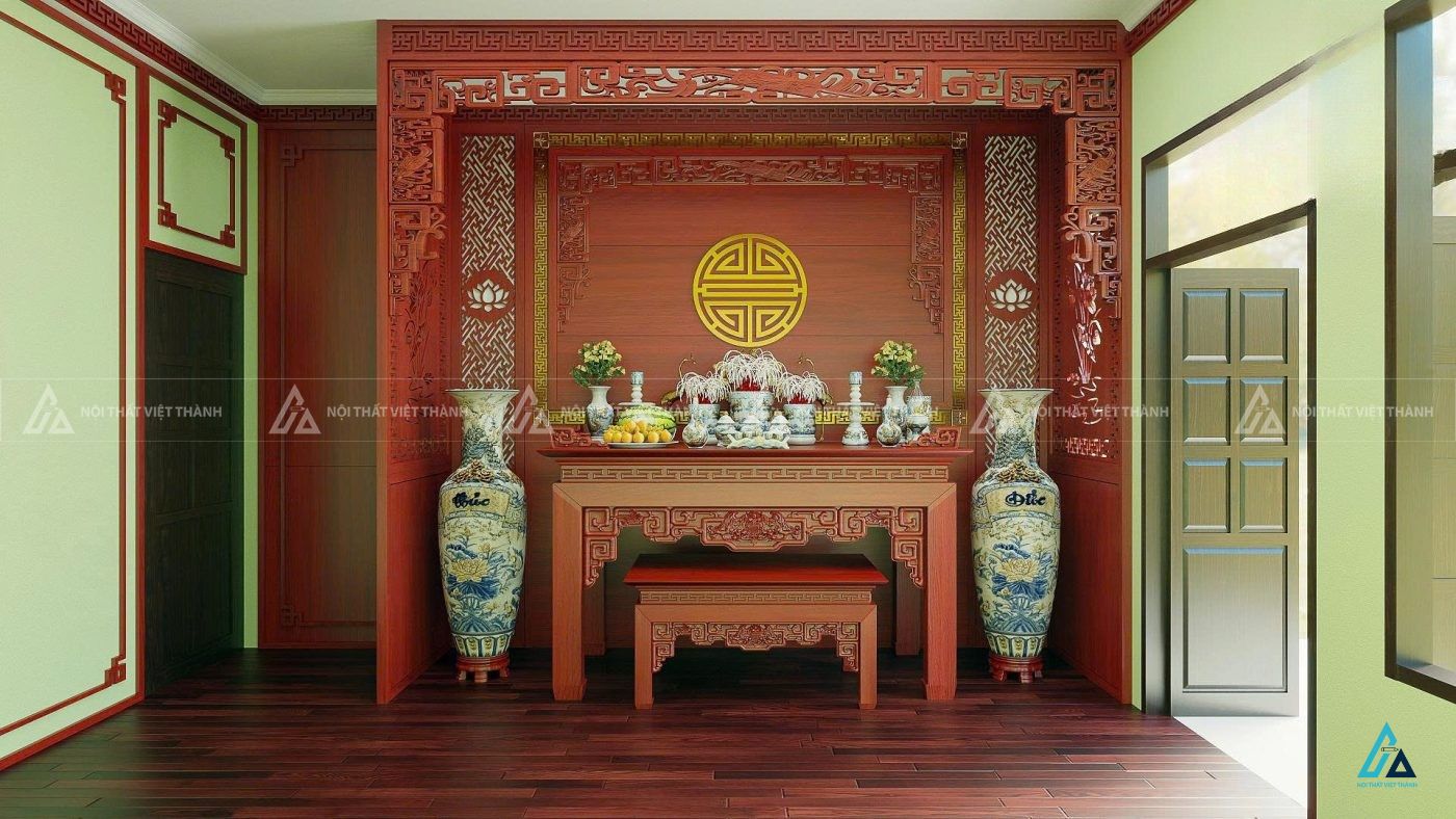 Bộ Bàn Thờ Cúng Gia Tiên Chạm Khắc Hoa Văn Cổ Điển Trang Trọng 1