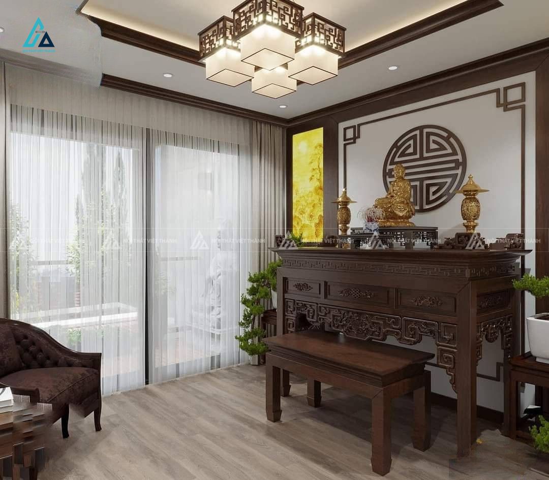 Bàn Thờ Gỗ Tự Nhiên Thiết Kế Nhị Cấp Chạm Khắc Sen Triện Cổ Điển 1