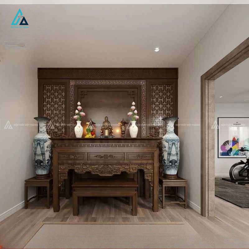 Bộ Bàn Thờ Gia Tiên Gỗ Tự Nhiên Chạm Khắc Hoa Văn Truyền Thống
