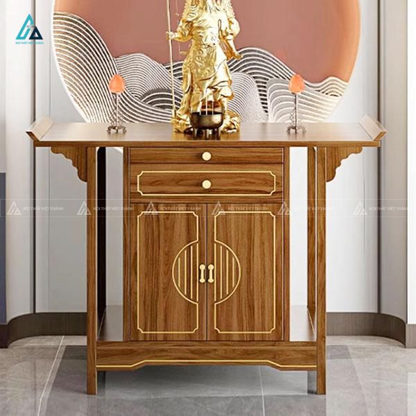 Mẫu Tủ Thờ Nhị Cấp Gỗ Tự Nhiên Chạm Khắc Chỉ Vàng Sang Trọng