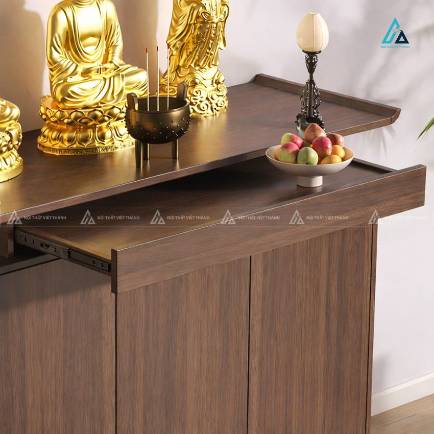 Mẫu Tủ Thờ Gỗ Sồi Cao Cấp Bo Cong Tích Hợp Bàn Kéo Thông Minh 1