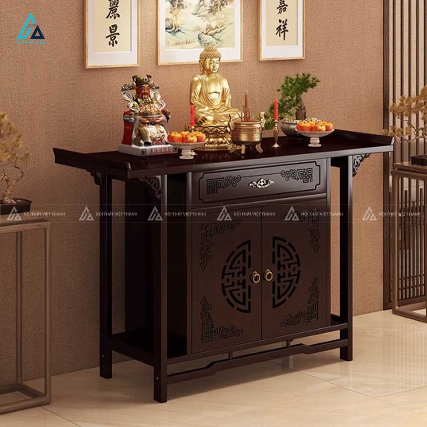 Mẫu Bàn Thờ Gia Tiên Hai Cấp Gỗ Sồi Tự Nhiên Cao Cấp