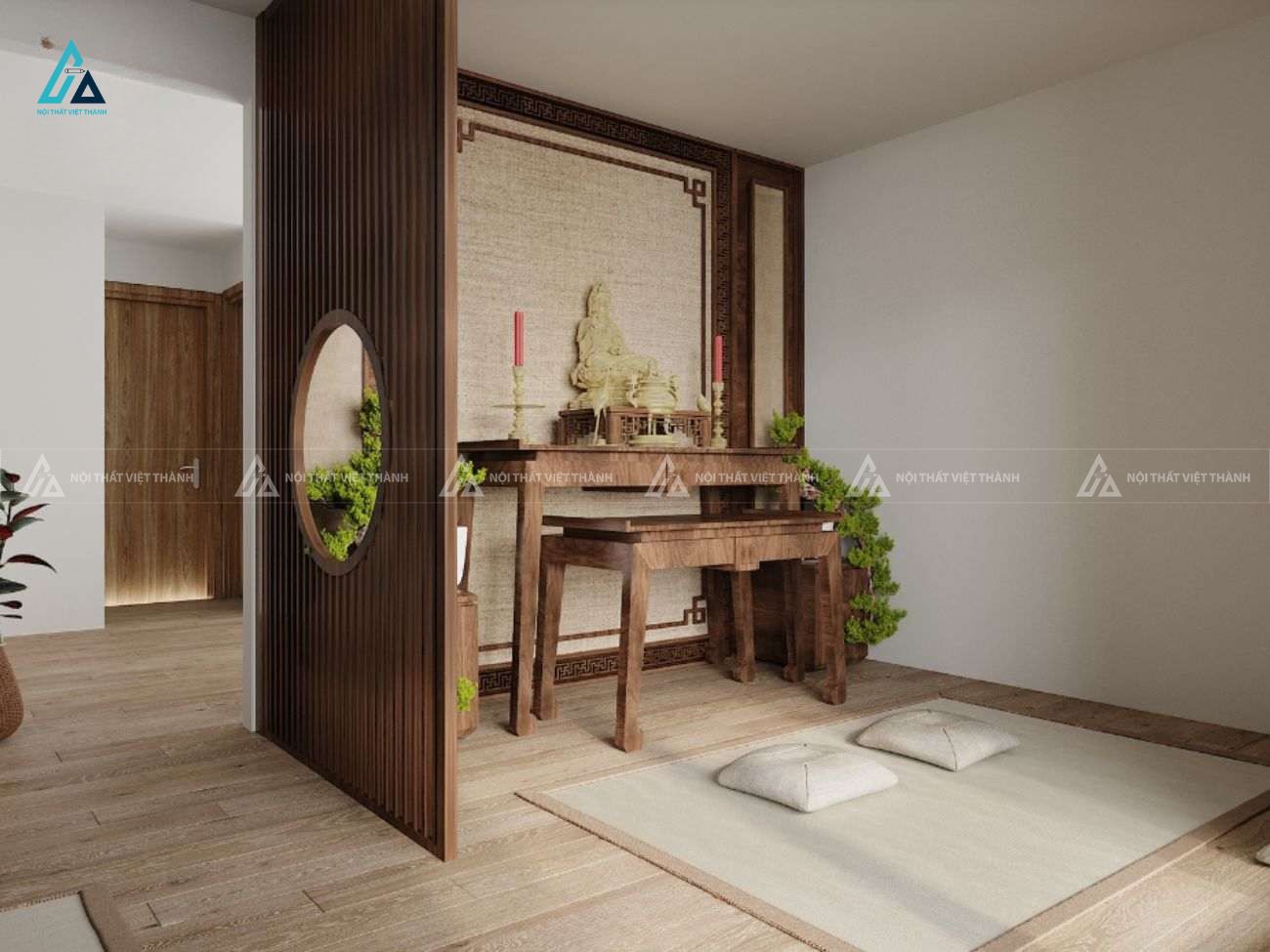 Bộ Bàn Thờ Gia Tiên Thiết Kế Tối Giản Hiện Đại Kèm Bàn Cúng
