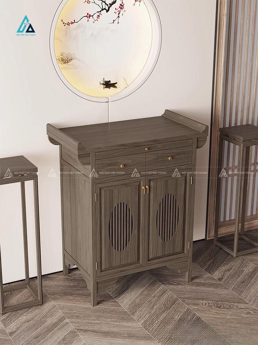 Mẫu Tủ Thờ Nhỏ Gọn Thiết Kế Tai Cuốn Tích Hợp Ngăn Kéo Thông Minh 2