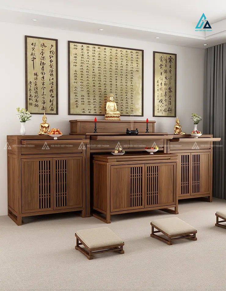 Tủ Thờ Nhị Cấp Gỗ Tự Nhiên Hiện Đại Tích Hợp Tủ Lọt Lòng 2
