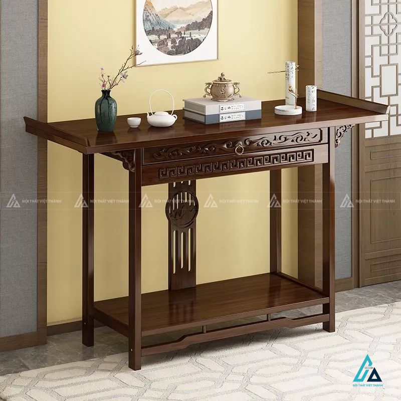 Mẫu Bàn Thờ Gỗ Tự Nhiên Hiện Đại Tối Giản Tinh Tế