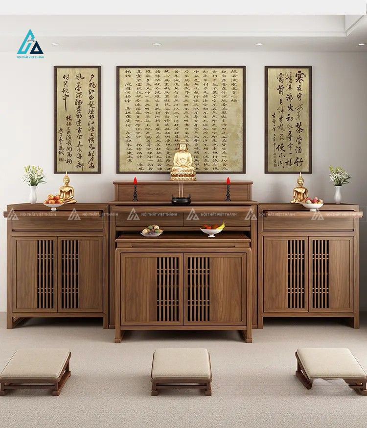 Tủ Thờ Nhị Cấp Gỗ Tự Nhiên Hiện Đại Tích Hợp Tủ Lọt Lòng