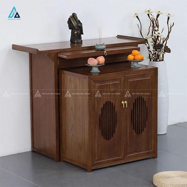 Mẫu Bàn Thờ Hiện Đại Kết Hợp Tủ Cơm Lọt Lòng Gỗ Tự Nhiên