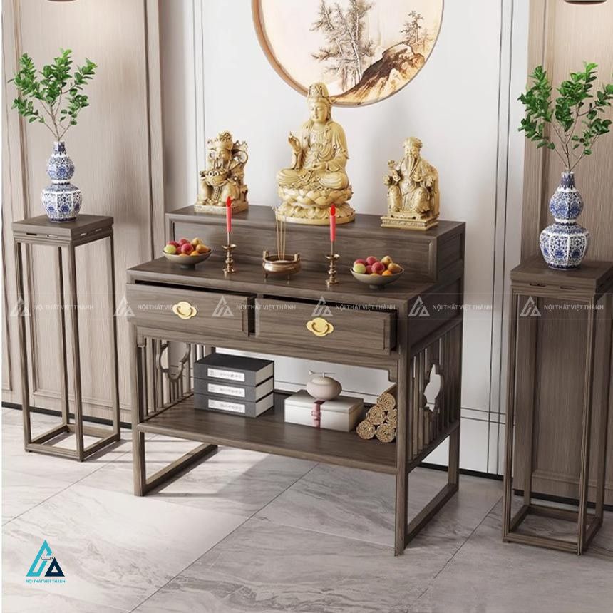 Mẫu Tủ Thờ Gỗ Sồi Hiện Đại Tích Hợp Ngăn Kéo Và Kệ Đồ 2