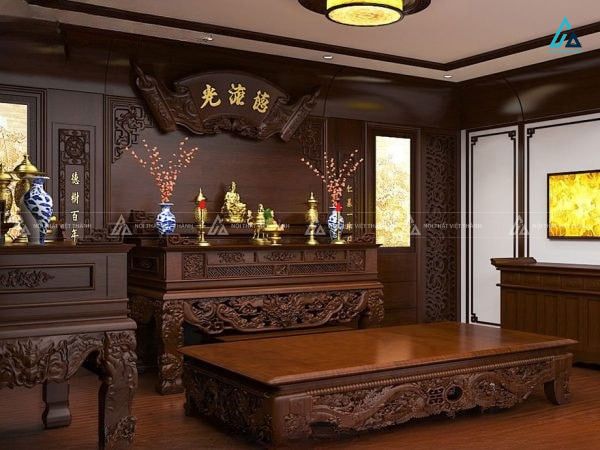 Mẫu Sập Thờ Nhị Cấp Kết Hợp Bàn Cúng Cơm Chạm Rồng Uy Nghi 2