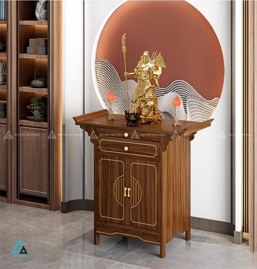 Mẫu Tủ Thờ Nhị Cấp Gỗ Tự Nhiên Chạm Khắc Chỉ Vàng Sang Trọng 2