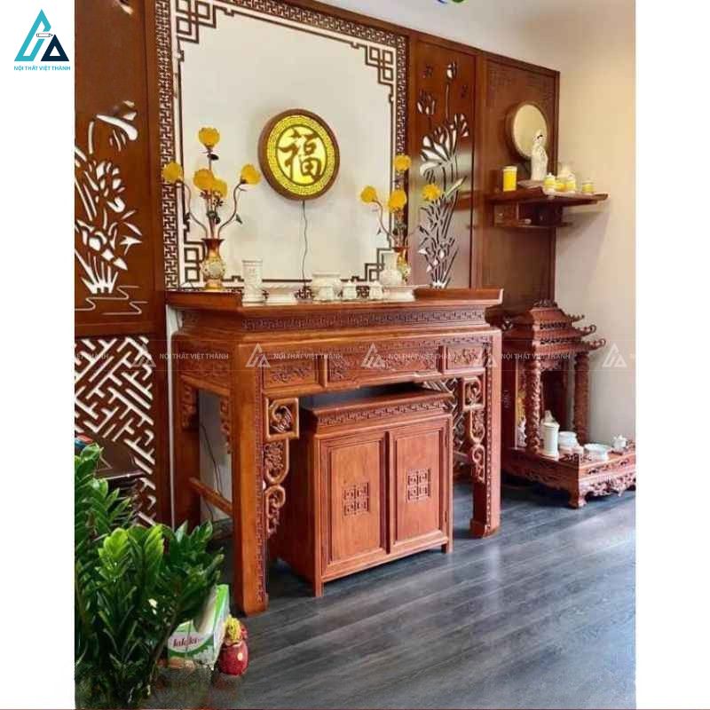 Bộ Bàn Thờ Gỗ Chạm Khắc Ngũ Phúc Lâm Môn Cao Cấp