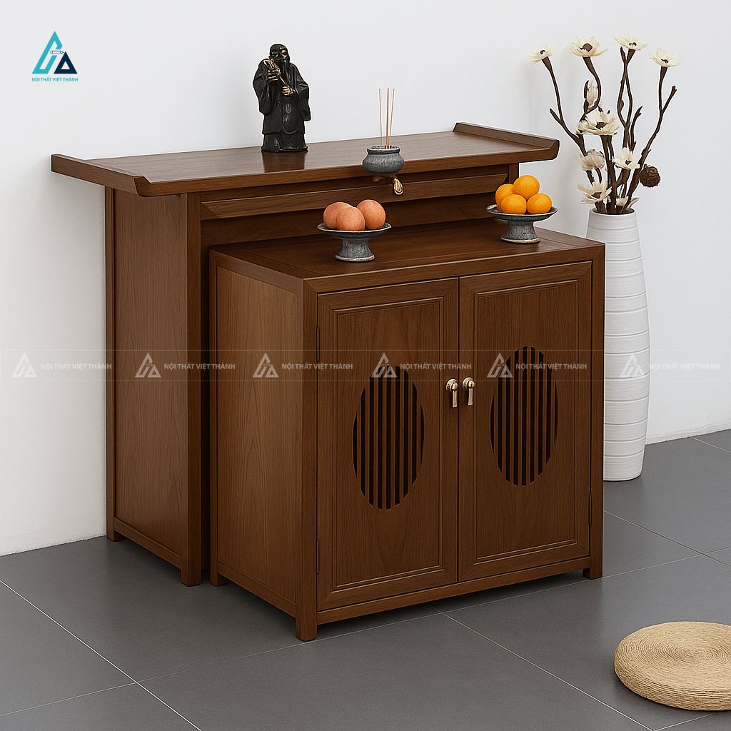 Mẫu Bàn Thờ Hiện Đại Kết Hợp Tủ Cơm Lọt Lòng Gỗ Tự Nhiên 3