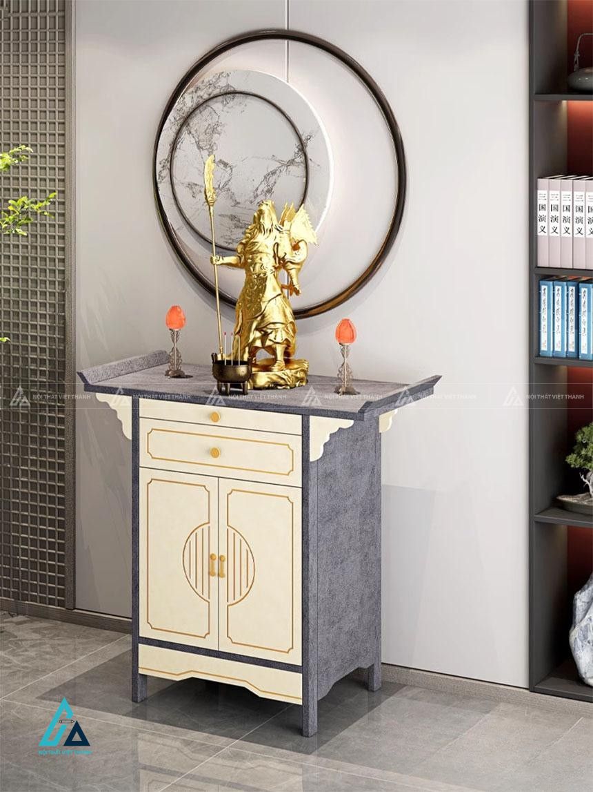 Mẫu Tủ Thờ Nhị Cấp Gỗ Tự Nhiên Chạm Khắc Chỉ Vàng Sang Trọng 3