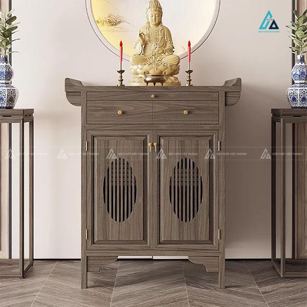 Mẫu Tủ Thờ Nhỏ Gọn Thiết Kế Tai Cuốn Tích Hợp Ngăn Kéo Thông Minh