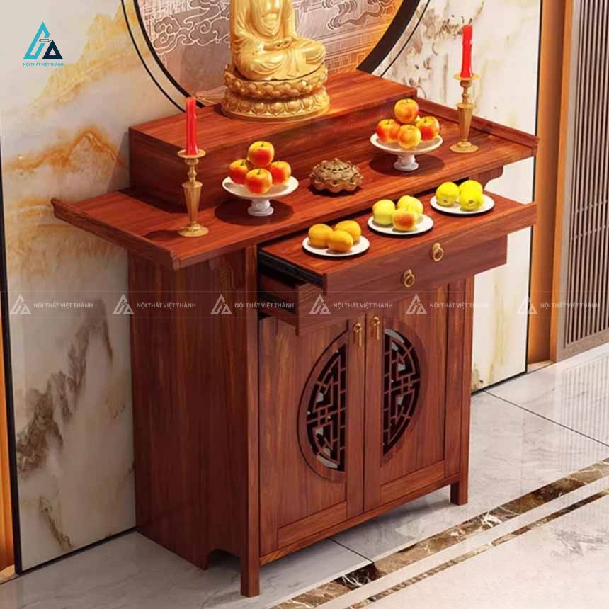 Mẫu Tủ Thờ Nhị Cấp Chạm Khắc Chữ Tinh Xảo Trang Nghiêm 3