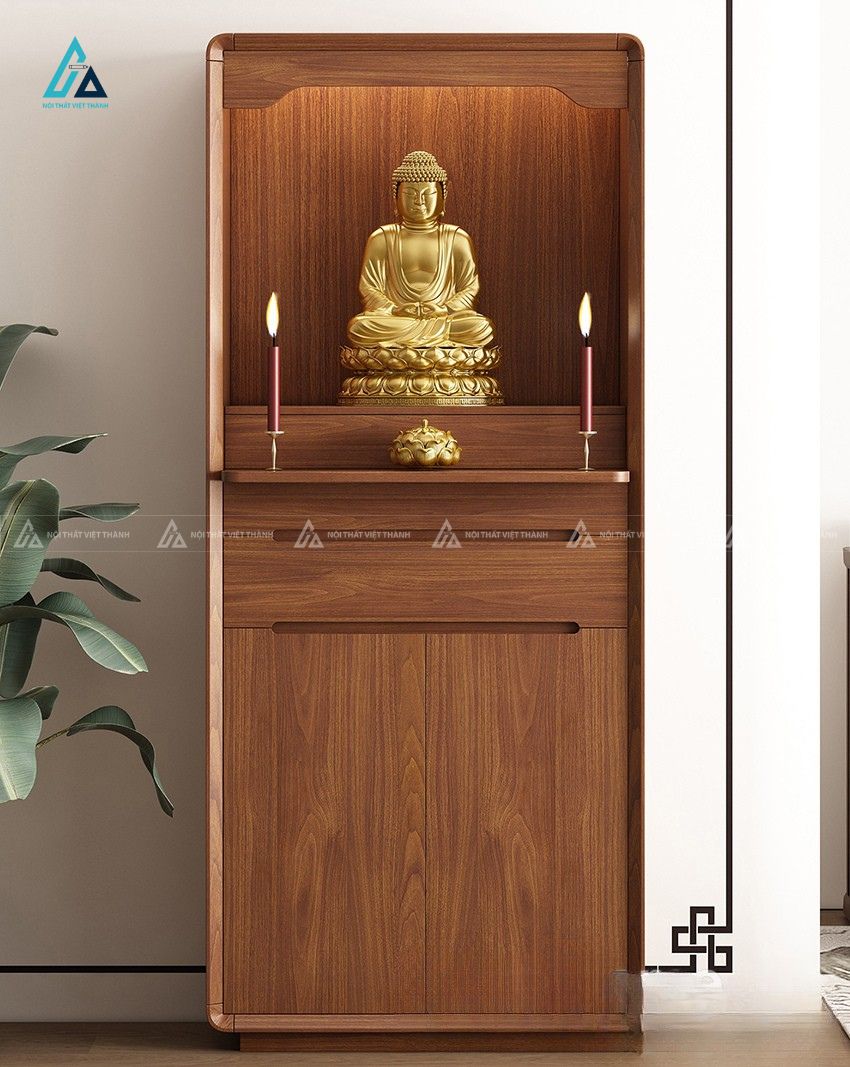 Tủ Thờ Gỗ Tự Nhiên Thiết Kế Đứng Hiện Đại Cho Chung Cư