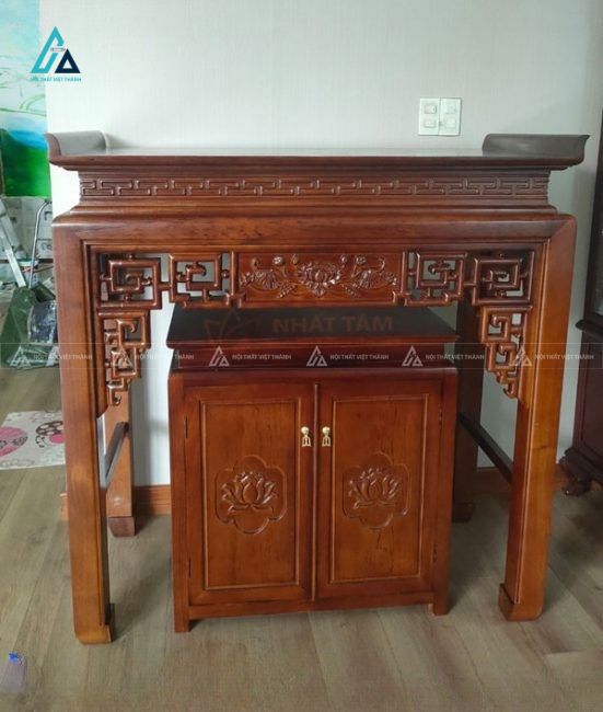 Mẫu Bàn Thờ Đứng Nhị Cấp Kết Hợp Tủ Cơm Thông Minh Tiện Dụng 1