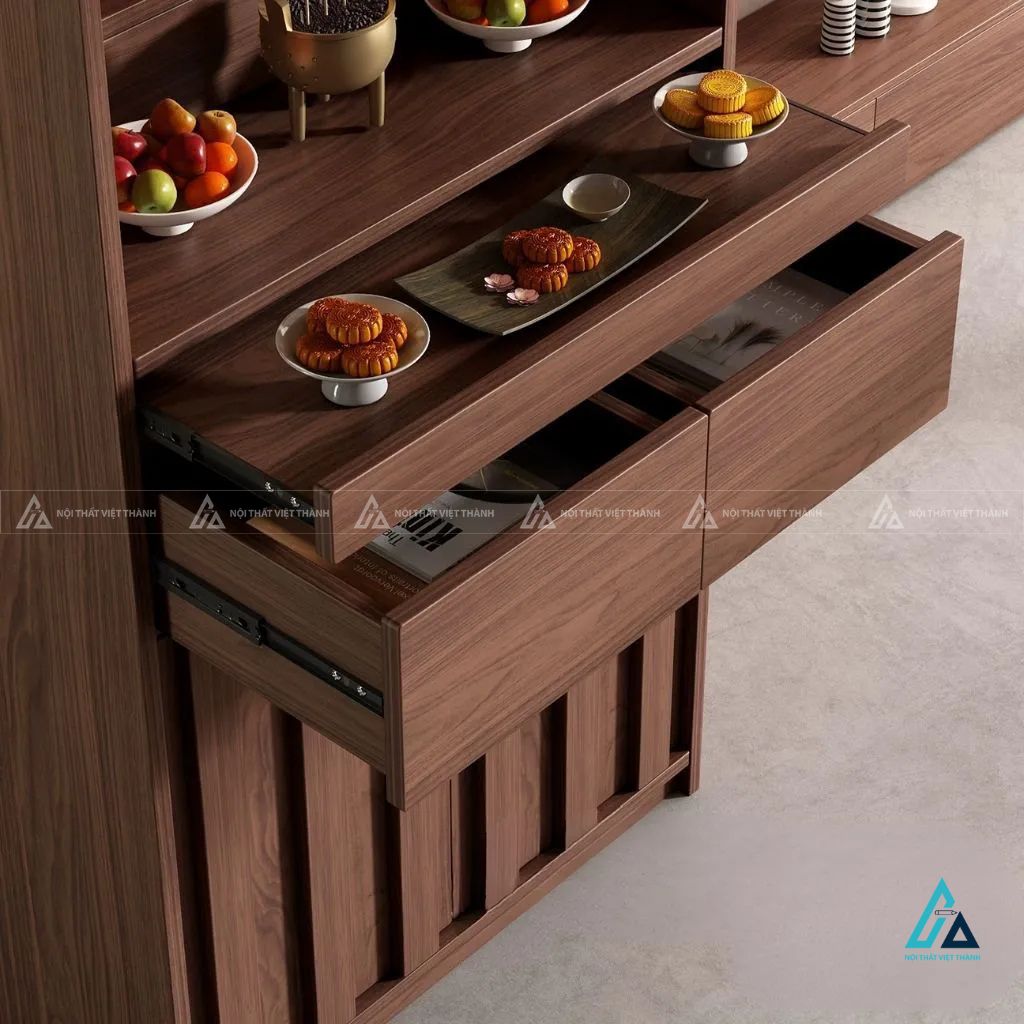 Tủ Thờ Đứng Hiện Đại Có Đèn LED Vân Gỗ Nổi Sang Trọng 1