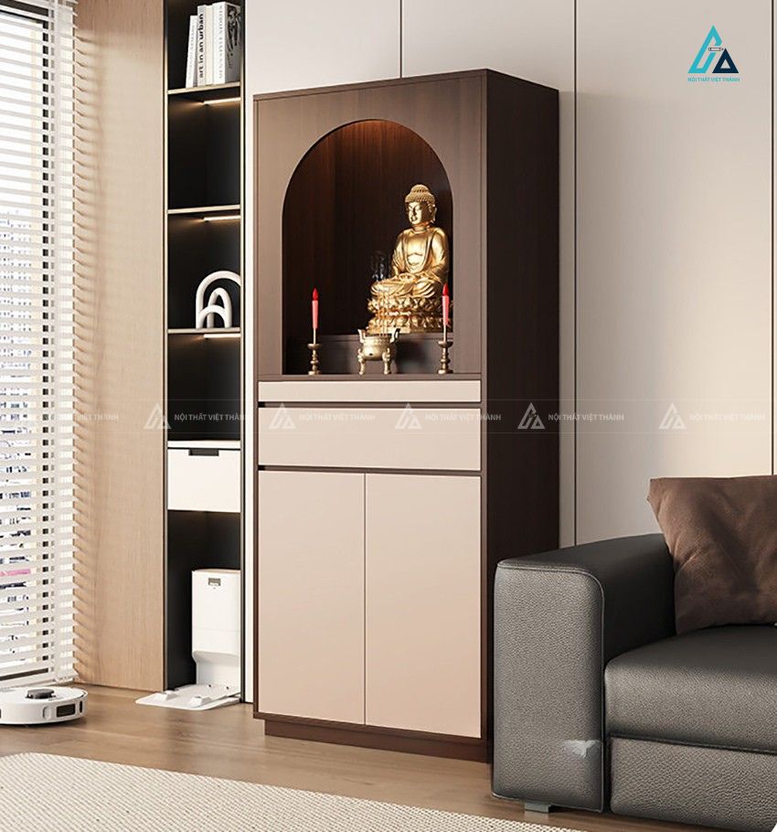 Tủ Thờ Đứng Gỗ Thiết Kế Vòm Hiện Đại Trang Nhã Cho Chung Cư 1