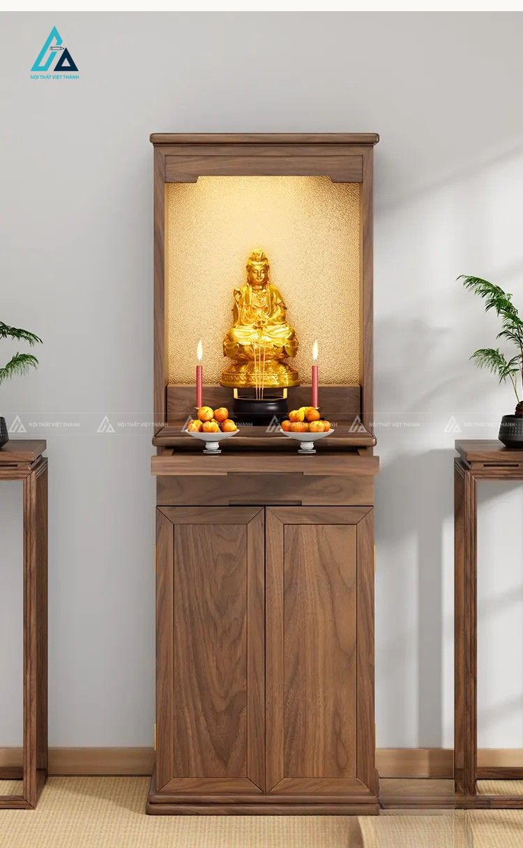 Tủ Thờ Đứng Gỗ Sồi Hiện Đại Thiết Kế Nhỏ Gọn Cho Chung Cư