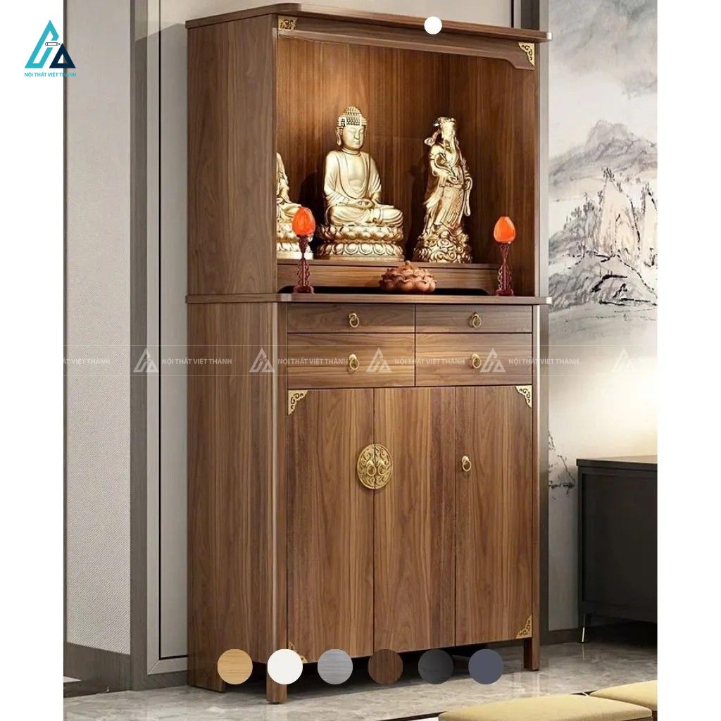 Tủ Thờ Đứng Hiện Đại Có Hộc Thờ Trên Và Ngăn Kéo Đa Năng 3