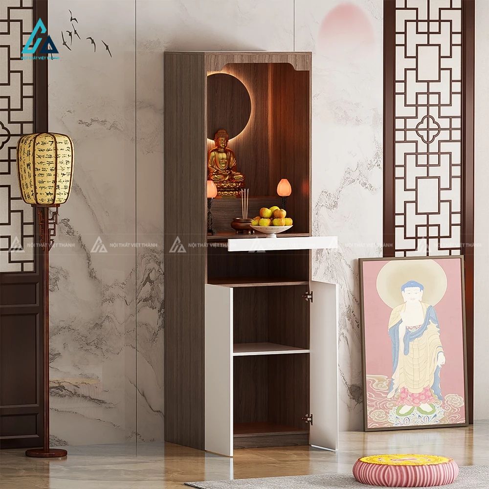 Tủ Thờ Đứng Chung Cư Hiện Đại Có Đèn LED Và Ngăn Kéo Tiện Lợi 1