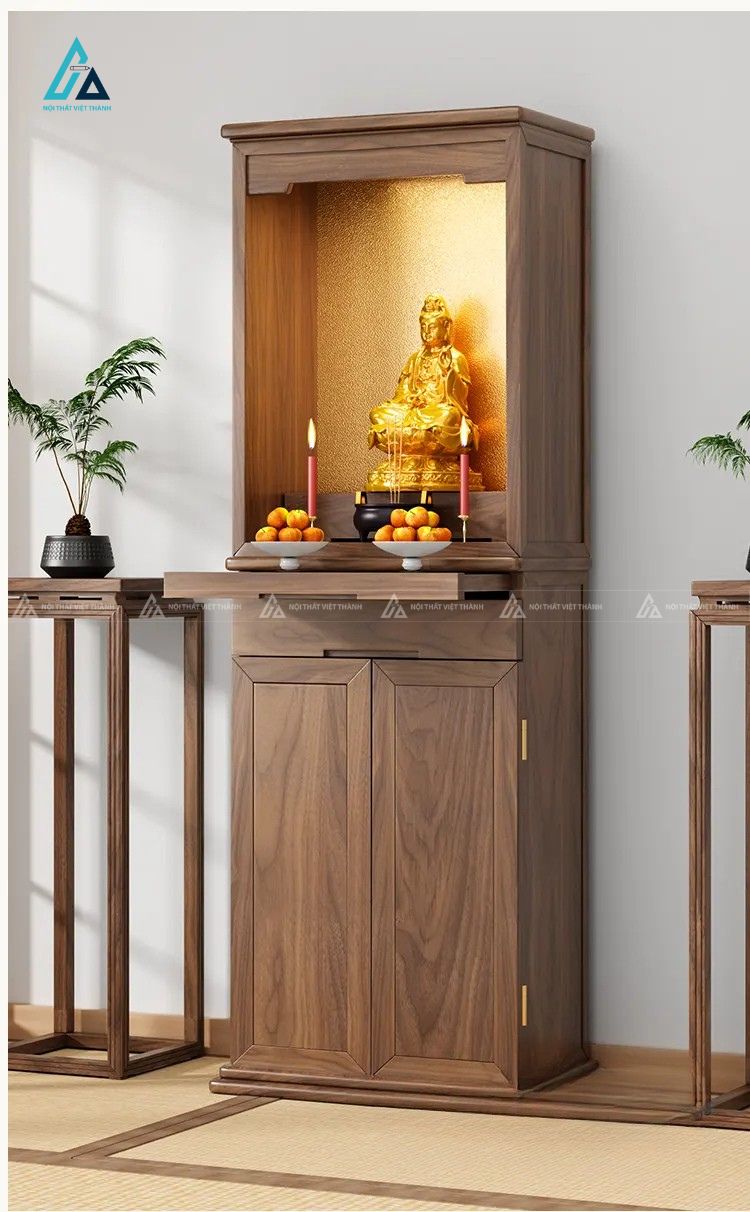 Tủ Thờ Đứng Gỗ Sồi Hiện Đại Thiết Kế Nhỏ Gọn Cho Chung Cư 1